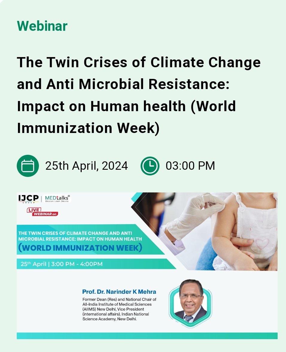 Prof @NarinMehra delivering a talk on pertinent issue of #ClimateCrisis and #AMR To listen, register here: hcp.medtalks.in/live-seminar/t…