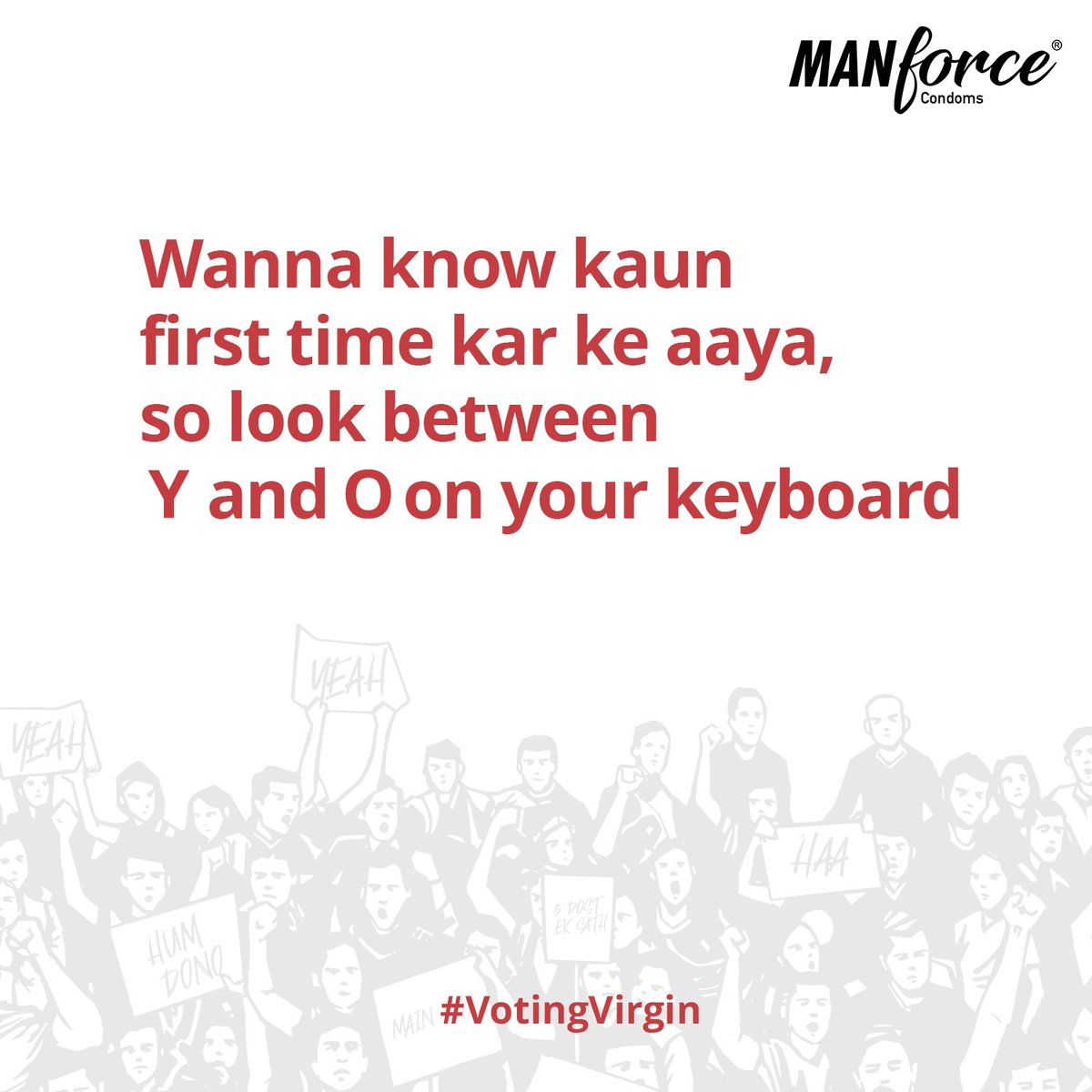 Guess who is not a #VotingVirgin now, look between Y and O on your keyboard

#VotingVirgin #Elections #Elections2024 #Moment #MomentMarketing #ManforceCondoms #FlavouredCondoms #KarKeAaya