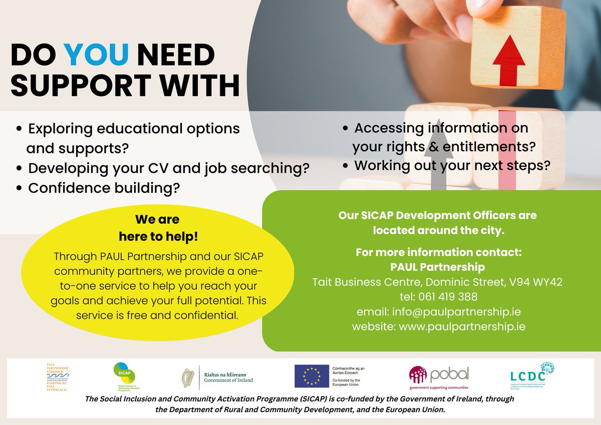Do you need support or information about returning to education, seeking employment, or accessing information about your rights or entitlements? Our Social Inclusion Programme can help. See details below. #SICAP #information