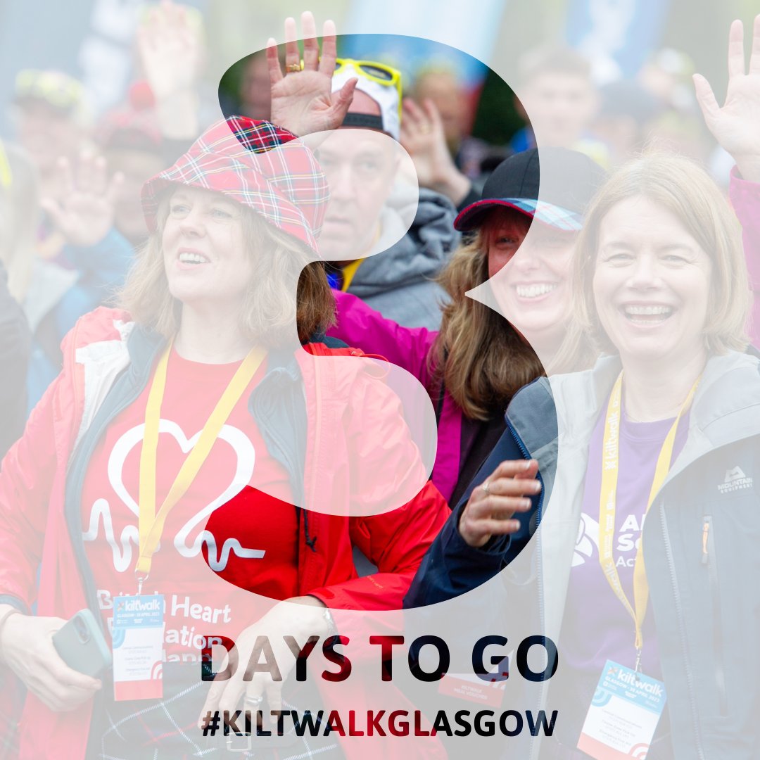 thekiltwalk's tweet photo. 3 DAYS TO GO!  

#KiltwalkGlasgow https://t.co/daFoLJFG9X