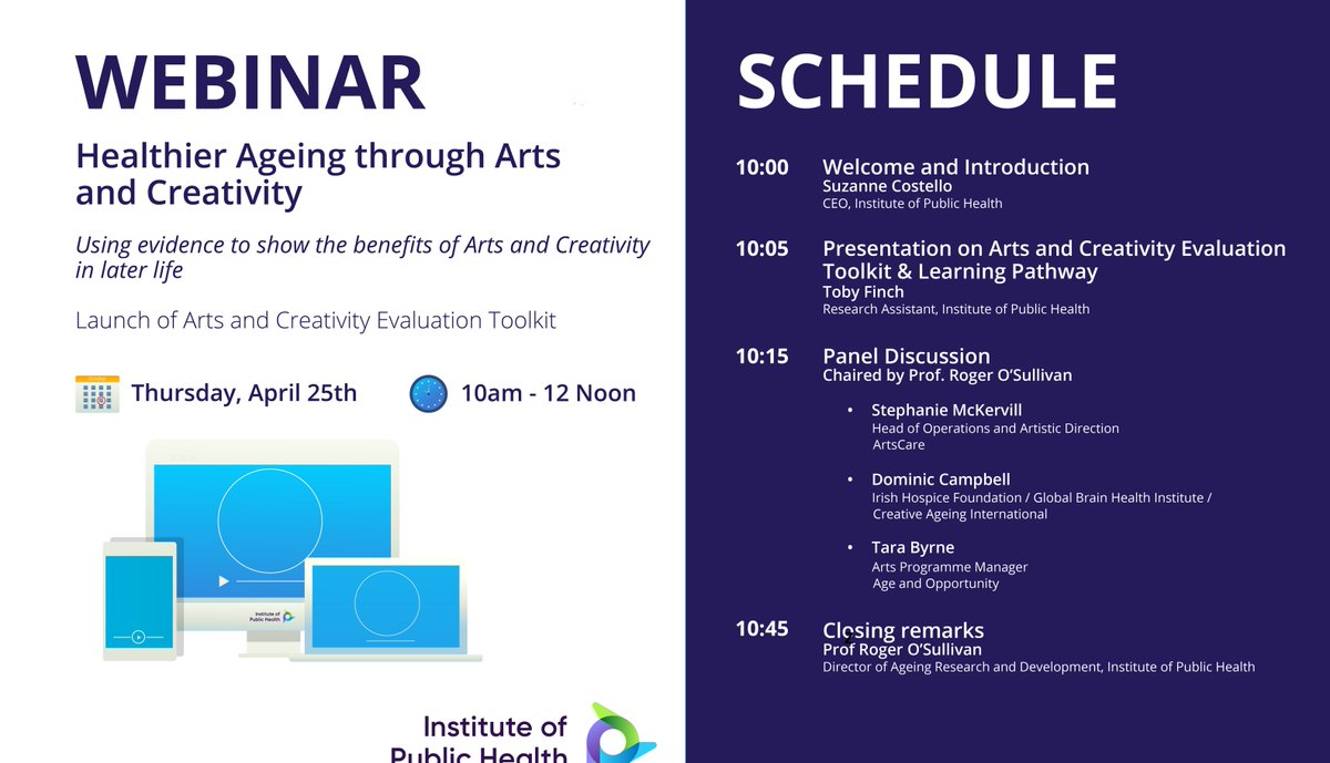 #arts #creativity #ageing #publichealth Our Healthier Ageing through #Arts and #Creativity webinar has kicked off 🔽 Today we're launching a range of new resources of interest to anyone involved in developing or delivering #arts and #creativity programmes for older adults