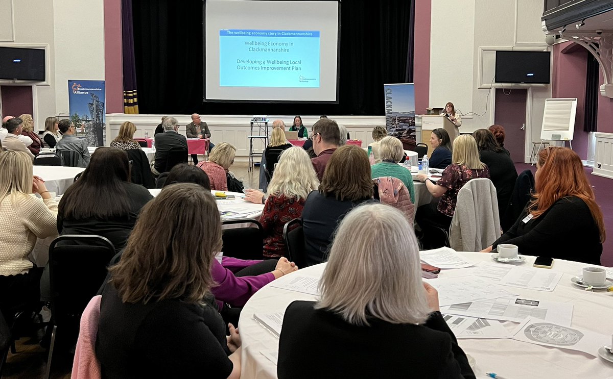 Excellent turnout at todays #WellbeingEconomy Local Outcomes Improvement Plan for 2024 to 2034 by the Clackmannanshire Alliance here at the #AlloaTownHall
 @clacksCTSI @ClacksCouncil @AlloaFirst @alloatiser @AlloaCC 
@PositiveClacks @UNAAlloa @scotgov