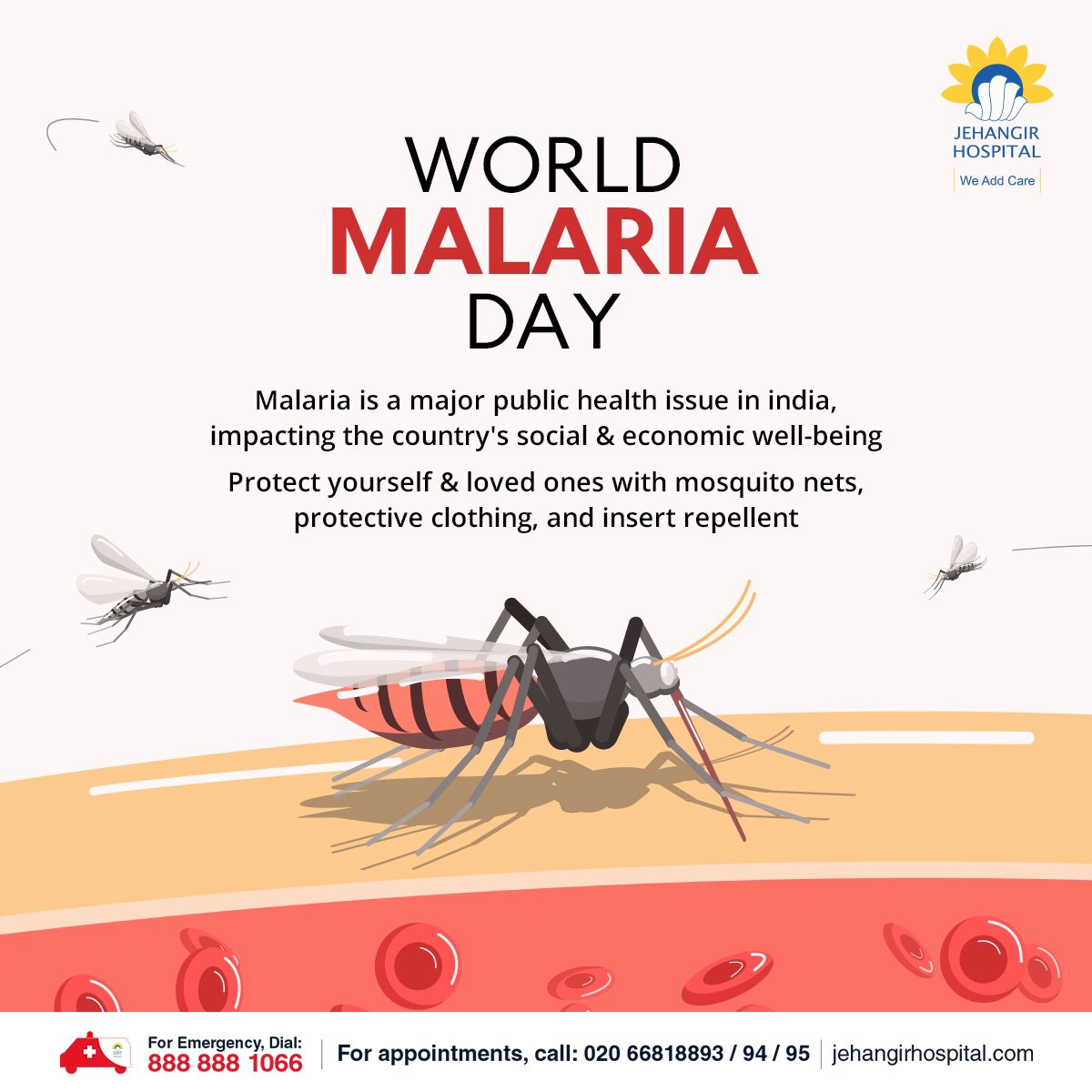 On World Malaria Day, we emphasize the importance of prevention as the cornerstone of our efforts to eliminate this deadly disease.
#WorldMalariaDay #JehangirHospital #WeAddCare #PatientFirst #LiveHealthy #PatientCare #Awareness #healthcareprofessional