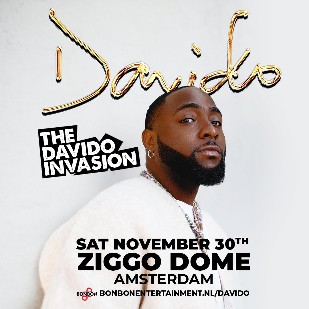 Davido fans, opgelet!🚨 De kaartverkoop voor zijn concert is zojuist gestart🎫 Op 30 november 2024 staat singer-songwriter en producer #Davido ons podium met zijn Timeless Tour 🔥 Met wie kom jij dansen op zijn heerlijke afrobeats? 🎶 Scoor je tickets nu👉bit.ly/ZD-Davido