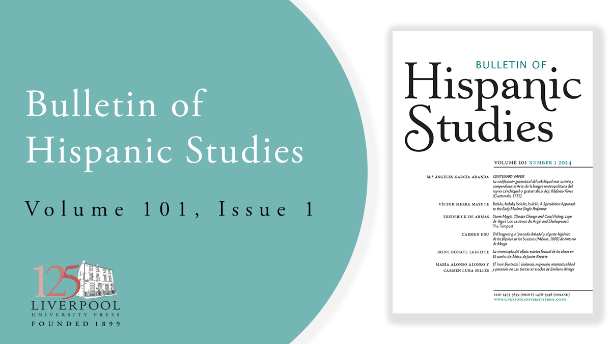 New in Bulletin of #HispanicStudies: Theorization of the human voice & the ‘bululú’, plus conflicts in the Mediterranean & the consequences of climate change in Lope de Vega’s 'Los cautivos de Argel' & Shakespeare’s 'The Tempest': bit.ly/BHS-Vol-101-1 @ILCS_SAS @sierramatute