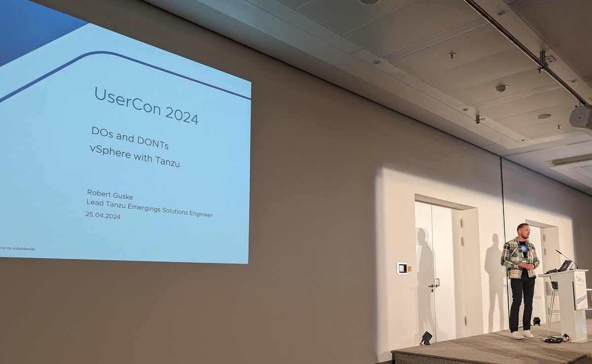 VreakShow's tweet photo. @vmw_rguske on stage at #vmugde VMUG UserCon DE 2024! https://t.co/JIsj31Pu4R