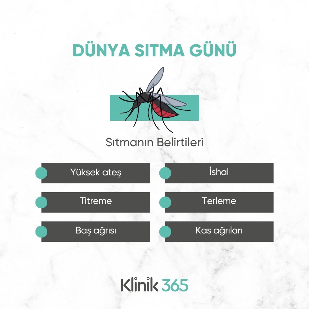 Dünya sıtma günü 🪰 Sıtmanın belirtilerini biliyor musunuz? 👀 #klinik365 #dünyasıtmagünü #sıtma #onlinesağlık #onlinedoktor