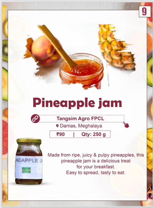 Jam of the day😋

Pineapple jam- made from succulent pineapples. Rich, tangy-sweet taste of ripe pineapples in each spoonful. Try for a fresh & unadulterated taste.

Order now👇🛒

mystore.in/en/product/pin…

Spread the Joy 😇

@AgriGoI @ONDC_Official @PIB_India @mygovindia #tasty