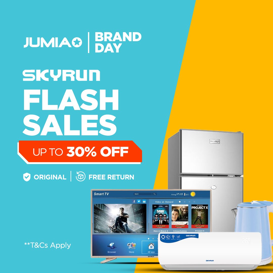 We know that having the best home appliances makes life easier, so head over to the Skyrun official store on Jumia to shop and enjoy up to 30% discount on quality home appliances! t.ly/IsVUo #JumiaNigeria