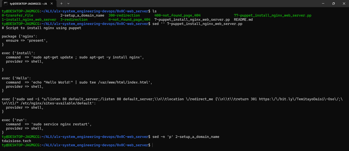 TyNaira4L's tweet photo. Days 29 & 30 of #100DaysOfALXSE.
I configured an nginx server to perform custom functions as well as automated the process using puppet.
Next, I got a .tech domain for hosting my websites.
I also created DNS records for lookups.
#ALX is priming my DevOps and coding skills.
#DHTs https://t.co/u6AKNWE8Mx