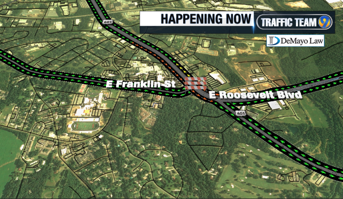 TrafficTeam9's tweet photo. ALERT: WB US 74 (Roosevelt Blvd.) is BLOCKED near Atrium Union and Franklin St. for an extended period of time after a contractor installing fiber hit a water main in the area according to #MonroeNC police  #UnionCo  #clt #cltraffic #clttraffic https://t.co/iRUnvyTxY5