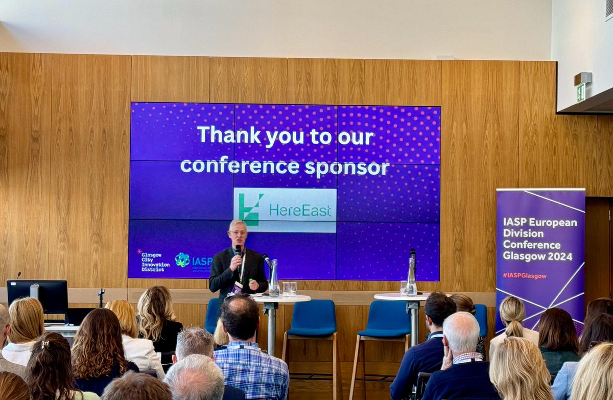 We're thrilled to be in Glasgow for #IASPGlasgow at <a href="/UniStrathclyde/">University of Strathclyde</a> 🚀

This afternoon, #HereEast CEO <a href="/GavinJPoole/">Gavin Poole</a> will give a keynote on 'Developing an innovation district from an Olympic Park. How Here East has created an innovation ecosystem' Stay tuned for more updates 📲