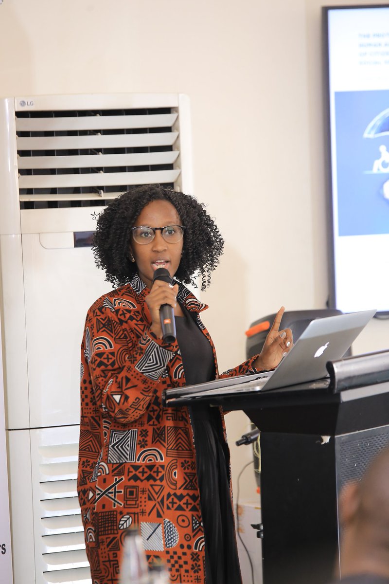 .@Kemba_A Program Manager @ISERUganda presenting the findings of the research report on Social Protection & Social Security notes that #SocialProtectionUg is not just about grants to older persons but even free quality public education and health care are part of social…