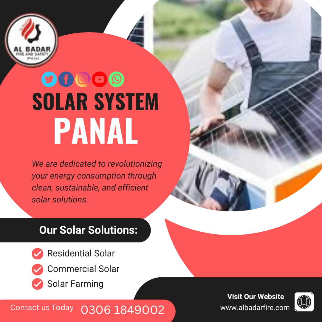'Elevate your energy game with solar panels from Al Badar Fire and Safety. Embrace sustainable power solutions for a brighter, safer future. 📷📷
call 03061849002
Email info@albadarfire.com
website albadarfire.com
#SolarPanels #RenewableEnergy #SustainableSolutions
