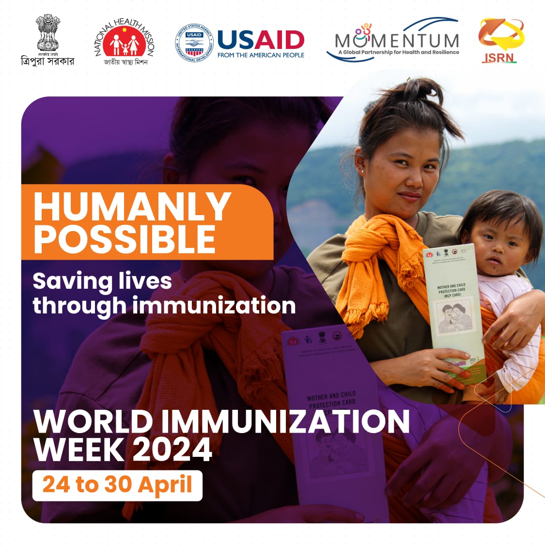 Celebrating World Immunization Week (24-30 Apr).  
#50YearsOfEPI – recognizing our collective efforts to save and improve countless lives from vaccine-preventable diseases.

@PMOIndia @tripura_cmo @JKSinhaIAS @MoHFW_INDIA
@USAID_MOMENTUM @JSIhealth