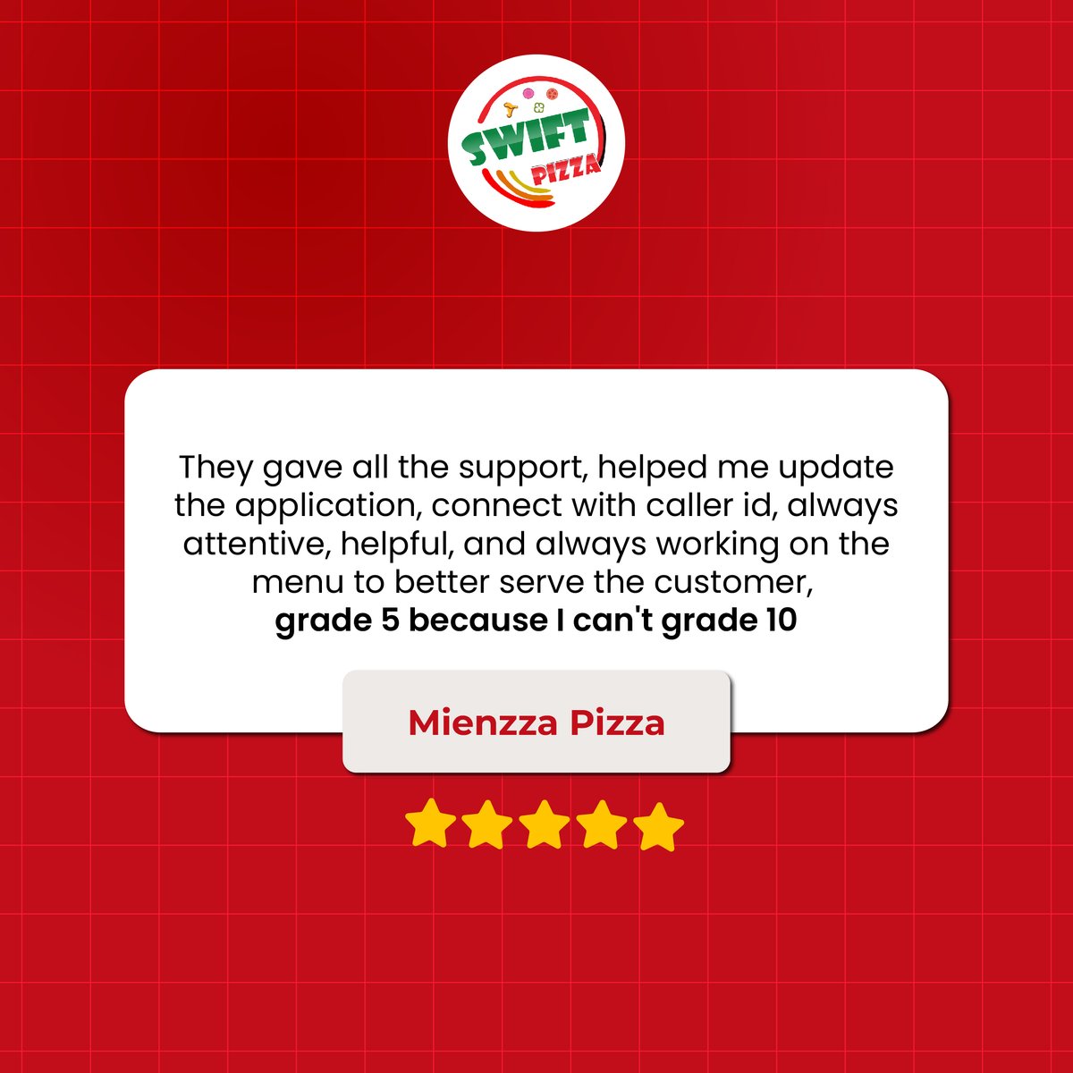 We can't express enough how much your words mean to us. It's customers like you who make our work so rewarding. 🙏💖. We are here to help you whenever you need it.
#onlineordering #pizzeria #pizzastore #PizzaPerfection #swiftpizza #onlineorderingsystem