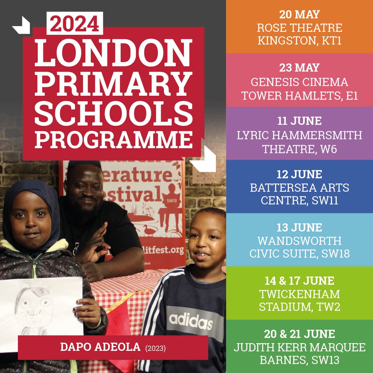 LONDON #TEACHERS! Bookings are now open for our Primary Schools Programme. We're providing over 15,000 FREE places all over London so make sure your class doesn't miss out! Check out our full programme here: barneskidslitfest.org/schools/ Pic. @DapsDraws #BCLFSchools2023