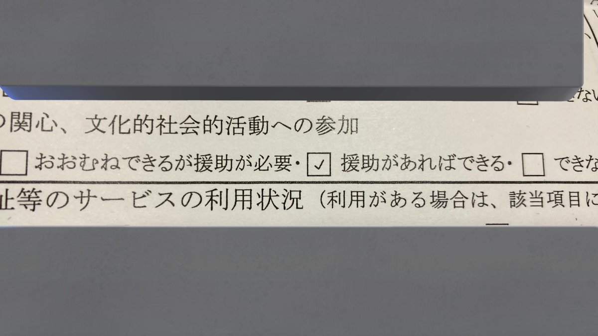 文化的社会活動への参加
　　　　☑️援助があればできる