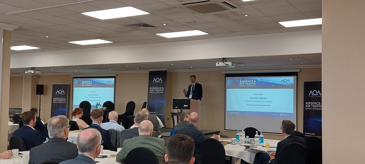 Jon Round from <a href="/UK_CAA/">UK Civil Aviation Authority</a> gives the keynote address, providing the regulator's view on where we are and where are going in regards #airspace and #modernisation.