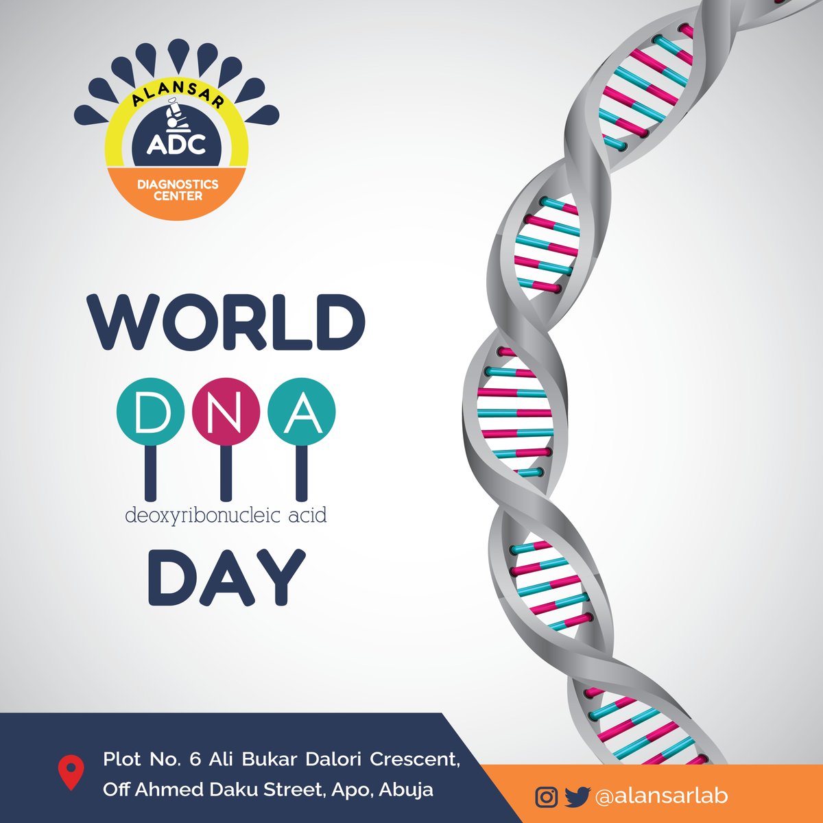 AlAnsarLab's tweet image. Al-Ansar Diagnostics Center wishes you a Happy World DNA Day! 🧬 Today, we celebrate the profound impact of DNA technology on healthcare. From paternity tests to forensic investigations. Let&apos;s embrace its role in diagnosing diseases, tracing ancestry, and tailoring treatments.