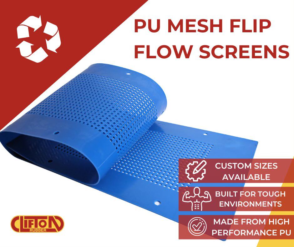 We manufacture a range of PU mesh flip flow screens suitable for various machines, & can make custom sizes to suit any equipment or specification Get in touch to place your order: 01480 49 61 61 or sales@cliftonrubber.com cliftonrubber.com/shop/recycling… #recycling #polyurethane