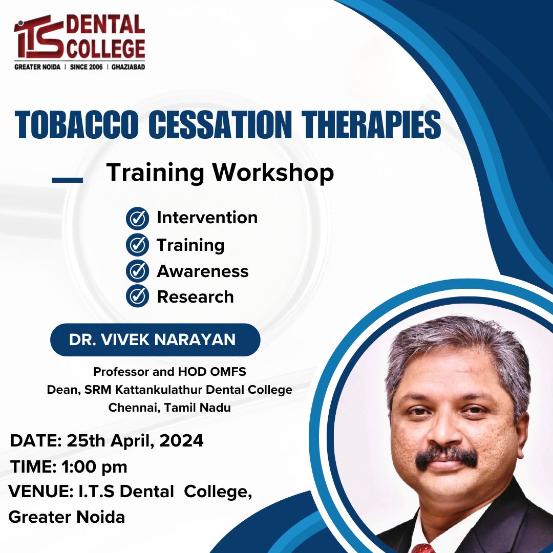 Join the Tobacco Cessation Therapies Training Workshop by Dr. Vivek Narayan! Equip yourself with the knowledge to help others quit smoking and lead healthier lives. 

#TobaccoCessation #HealthWorkshop #DrVivekNarayan #QuitSmoking #HealthyLiving