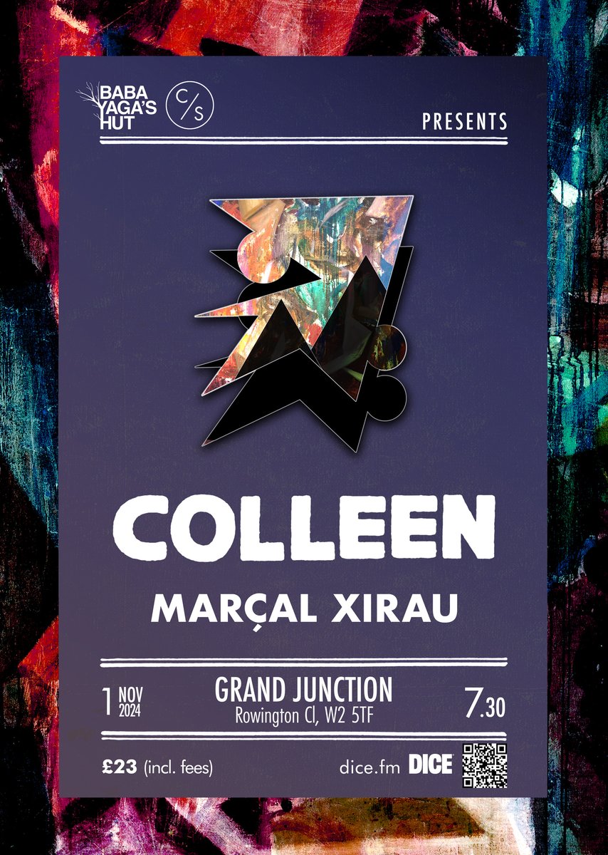 NEW SHOW: Nov 1st - @grandjunctionW2 Colleen + Marçal Xirau 'Coming back to Baba Yaga's for the first time since her 2017 sell-out show at St. John on Bethnal Green!' Tickets: dice.fm/event/e9v92-co…