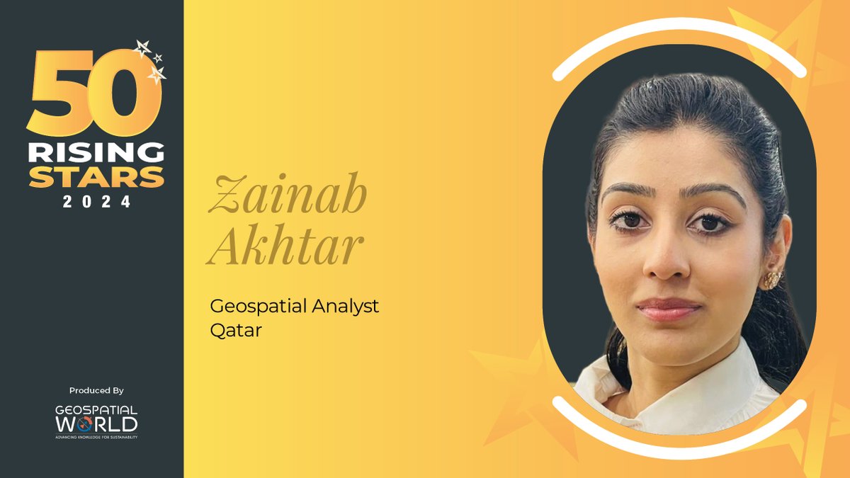 Meet our Rising Star, Zainab Akhtar! Her impactful contributions to research, especially in GIS data collection, have shaped innovative approaches for flood prediction in Bangladesh, advancing GIS techniques for disaster management. Read more: geospatialworld.net/rising-stars/2…