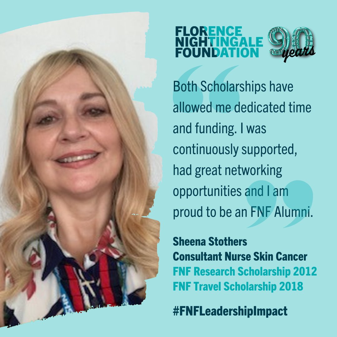 🎉 #FNF90at90 'Both Scholarships have allowed me dedicated time and funding. I was continuously supported, had great networking opportunities and I am proud to be an #FNFAlumni.' @StothersSheena 👏Find out about our 90th Anniversary at florence-nightingale-foundation.org.uk/fnf-90-at-90 #FNFLeadershipImpact