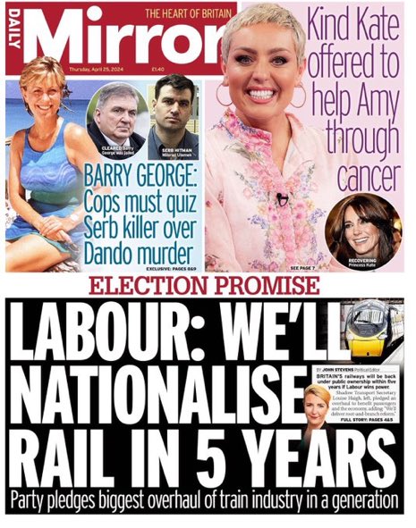 Labour Party HQ: Vote Labour - we’ll renationalise the railways! CCHQ: Vote Tory - down with the woke agenda to fix everything we’ve f*cked up.