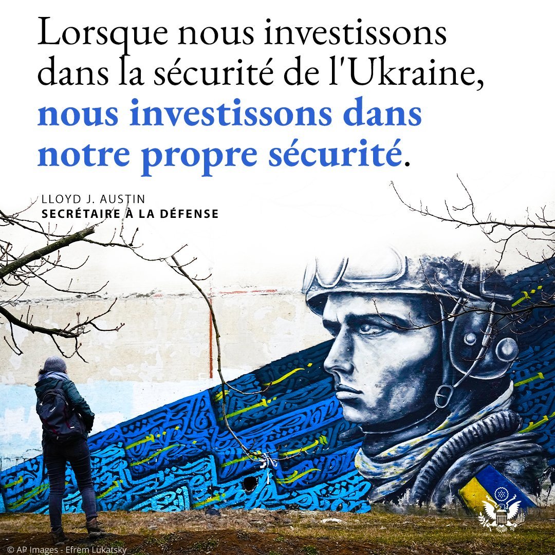 🇺🇦Les États-Unis se tiennent aux côtés de l’Ukraine parce que c’est juste. Nous serions confrontés à de graves périls ds un monde où l’agression & l’autocratie sont en marche, où les tyrans sont enhardis & où les dictateurs pensent qu’ils peuvent rayer une démocratie de la carte.