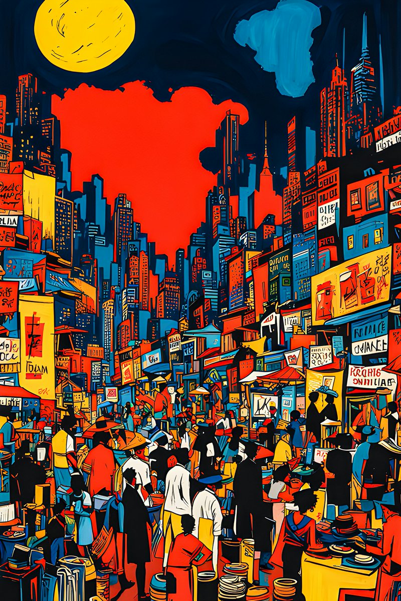 An Honorable Mention goes to the "Crimson Canopy Commotion" Artwork by <a href="/HDRhunter_AI/">HDRhunter</a> for his seamless blending of diverse elements, creating a visual symphony that resonates with harmony and balance.

"The pulsating energy of an urban bazaar at the heart of the city."

#nftart