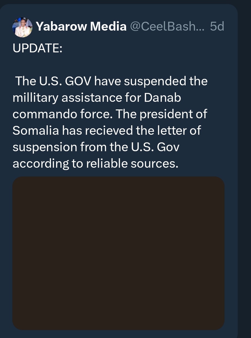The corruption within GOV and SNA is very worrying. U.S. has suspended  food rations for Danab, and might consider stopping fuel support for Danab.