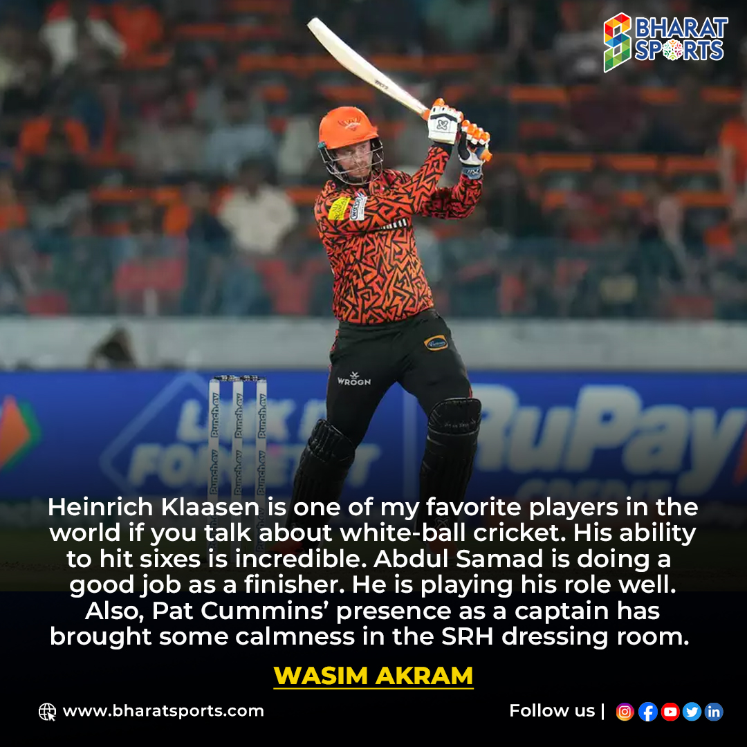 🏏 Wasim Akram praises Sunrisers' batting and Pat Cummins' calm leadership 🧡👏

#WasimAkram #IPL2024 #SRH