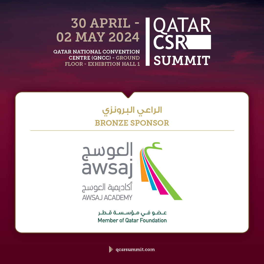 The QCSR Summit is pleased to announce @awsaj_qf as a Bronze Sponsor. The Special Schools and SEN (Special Education Needs) Services department at Qatar Foundation aims to shape policies and develop resources with wide ranging impact in the medium to long term and develop an