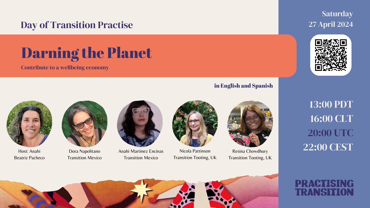 Stitching, darning, weaving are (re-)generative practices and great metaphors 😊 for the change we need in the world. Lets hear from those that have been making it happen. Join this amazing lineup to learn about Darning the Planet events.transitionmovement.org/day-transition…