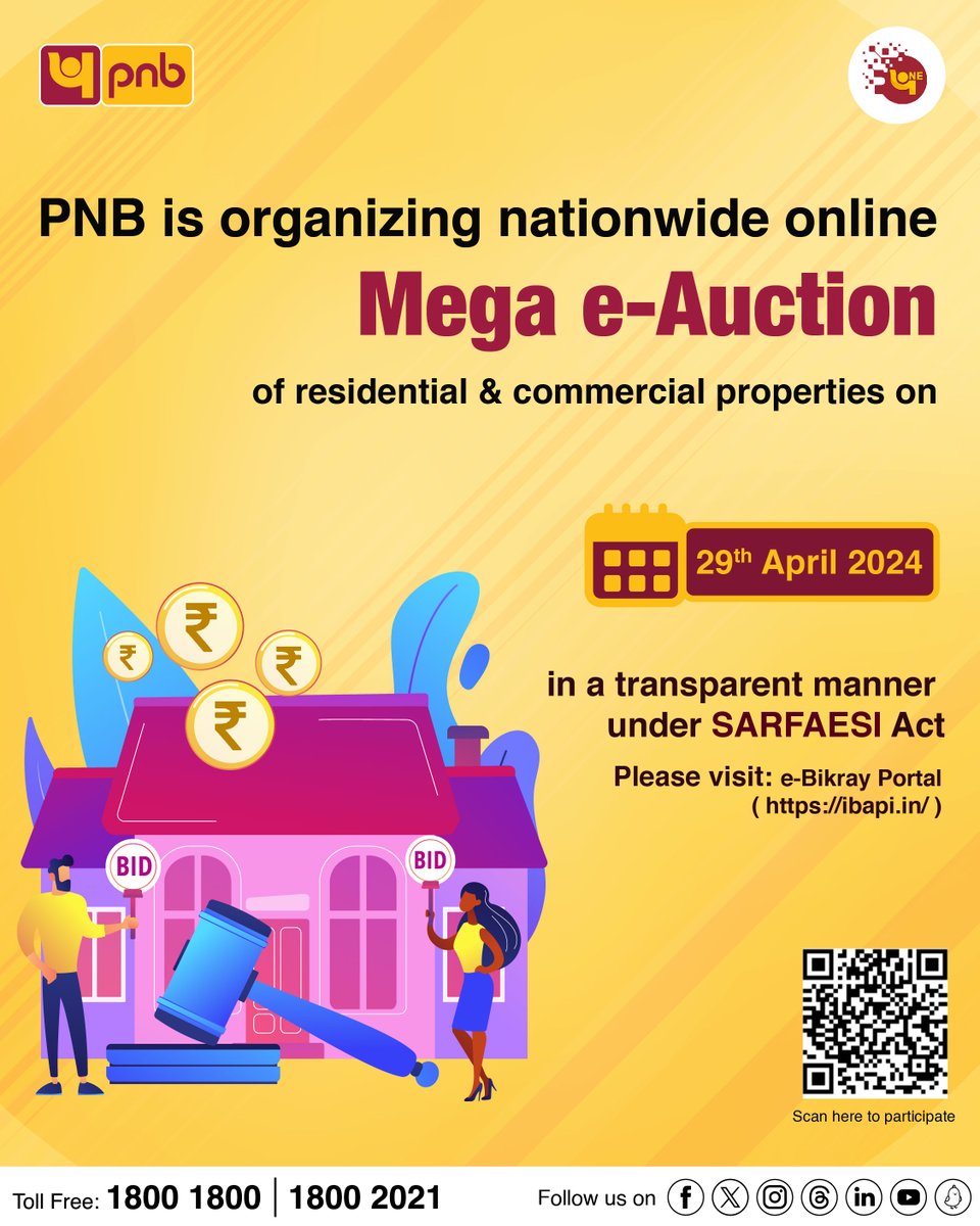 Bid smart at the Mega e-Auction! To participate, visit ibapi.in #Auction #Properties #Home #Opportunity #PNB #Digital