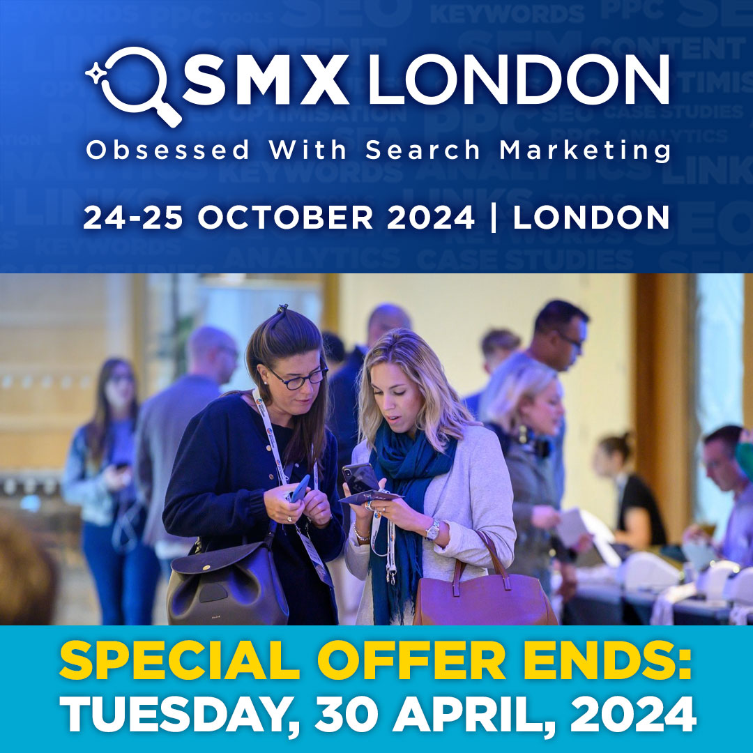 🌟 Special Offer: Save up to £500

Only until April 30th, 2024, we have a special offer just for you. But here's the kicker: prices are set to rise after that, so you'll want to act fast!

👉 ow.ly/RYXq50RmUpU

#smxlondon #searchmarketing #SEO #PPC