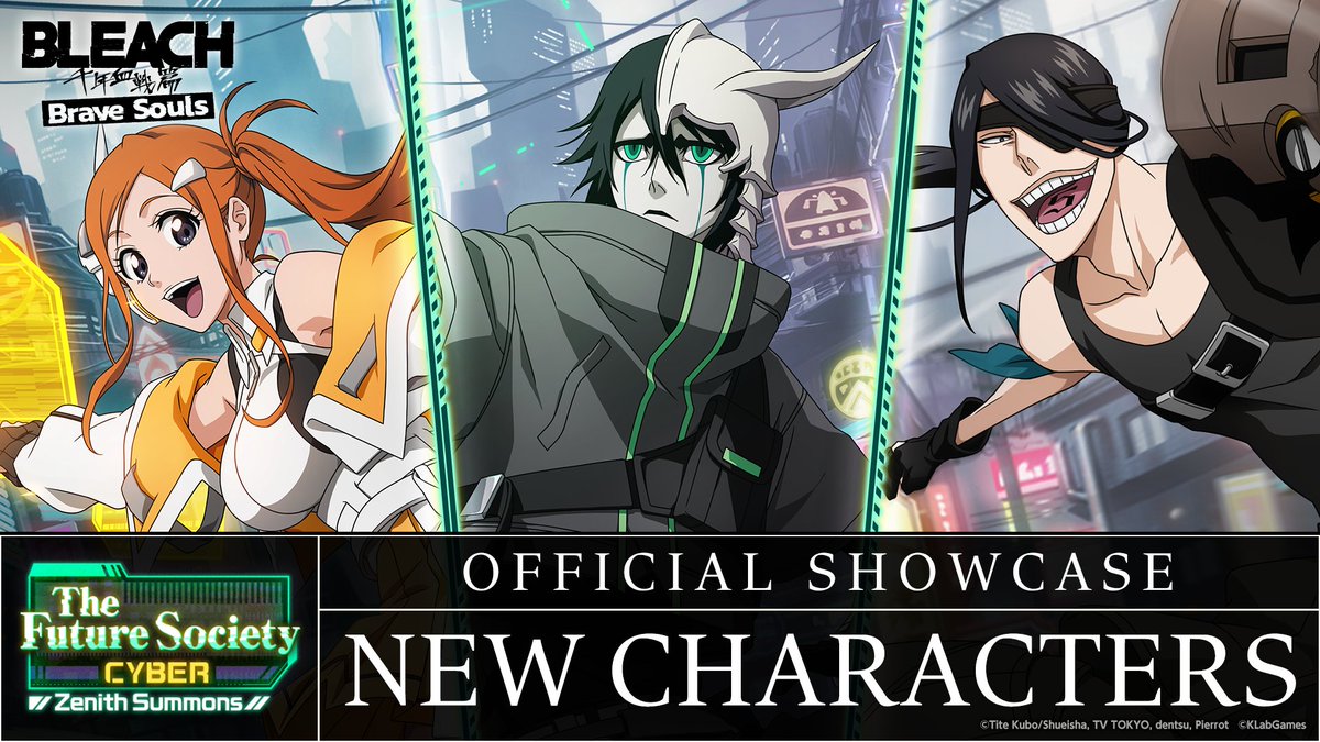 Here is a sneak peek at the new characters coming your way in the Future Society Zenith Summons: Cyber!
Available on 4/30 JST!
Subscribe to our channel so you don't miss anything!
youtu.be/_bVV5XNLC1k  #BraveSouls