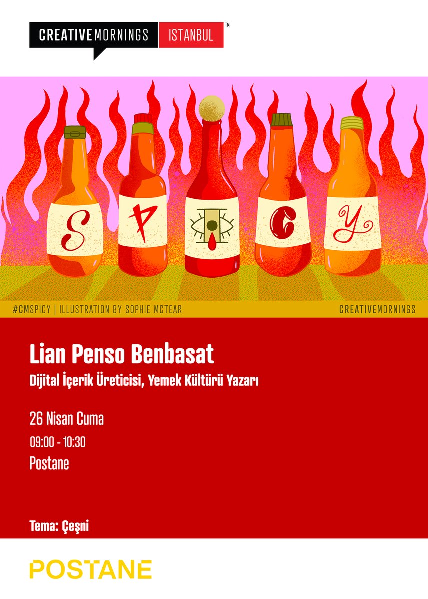 📣 @creativemorning  İstanbul , Nisan ayında ‘Çeşni’ temasıyla 26 Nisan Cuma günü Lian Penso Benbasat'ı Postane'de ağırlıyor.

🕘 09.00
📍 Postane Teras

Havalar bu kadar güzelleşmişken, kahvaltı servisi ve ardından etkinliğimiz Postane Teras'ta gerçekleşecektir.

#CMspicy…