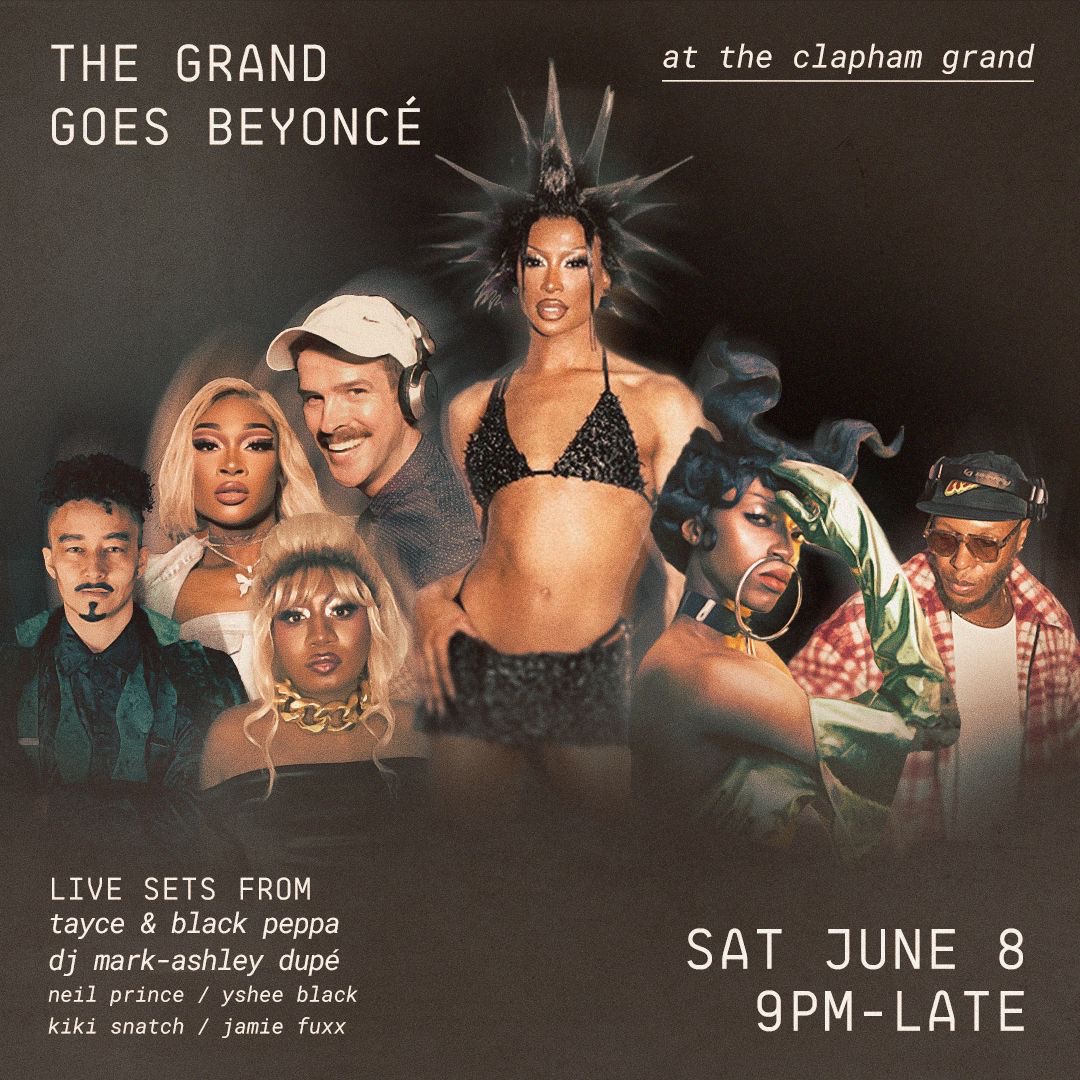 Our full line-up for The Grand Goes Beyoncé: act ii just dropped, get into it Hive! 🤠🐝🪩 Joining our headliners Tayce, Black Peppa & Mark-Ashley Dupé, welcome: @ysheeblack / @neilprincedj / @KikiSnatch and Jamie Fuxx! Grab all tickets here: 📷 link.dice.fm/K4ed1fa8d609