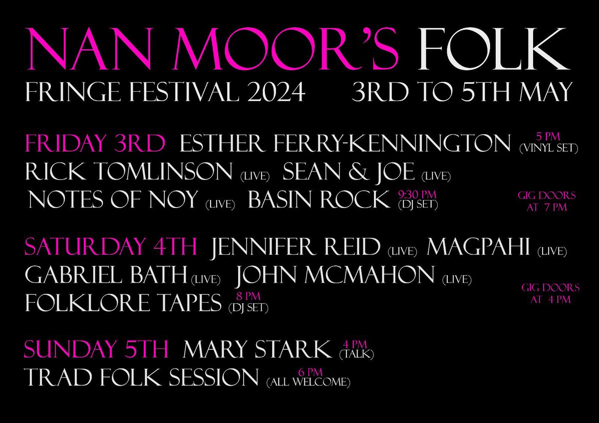 STRANGE NEWS HAS COME TO TOWN/STRANGE NEWS HAS CARRIED: To my honour & amazement, on Sat 4 May I have my first ever 'gig' as a folk-singer, dauntingly supporting Lancashire legends @jenniferballads & @magpahi + fab new talent Gabe Bath at the #NanMoors @TodFolkFest fringe (1/3)