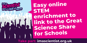 Have you booked your chat yet?  Slots still available!

Running until June @imascientist has its very own I'm a Scientist GSSfS theme! 

Chat with real scientists - ow.ly/xuuK50RnOtU

Read more about how @imascientist can support your #GSSfS2024:

ow.ly/yYKo50RnOtW