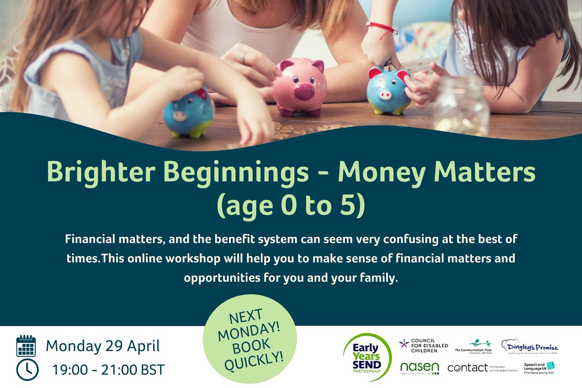 Financial matters, and the benefit system can seem very confusing at the best of times. This online workshop will help you to make sense of financial matters and opportunities for you and your family. Register to attend here: eventbrite.co.uk/e/brighter-beg…