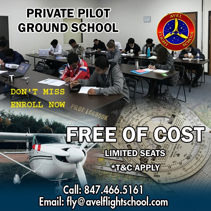 PRIVATE PILOT GROUND SCHOOL
ENROL TODAY!
LAUNCH YOUR CAREER IN AVIATION
Visit: avelflightschool.com/contact-us/
Email: fly@avelflightschool.com