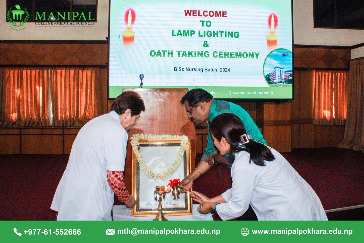 NepalManipal's tweet photo. MANIPAL College of medical sciences, NURSING PROGRAM celebrates
"LAMP LIGHTING AND OATH TAKING CEREMONY"
of B. Sc. Nursing 2024 Batch.
#NepalManipal #NepalManipalTeachingHospital #ManipalPokhara #PokharaManipal #BatasManipal #ManipalBatas https://t.co/ikPyo5GHo7