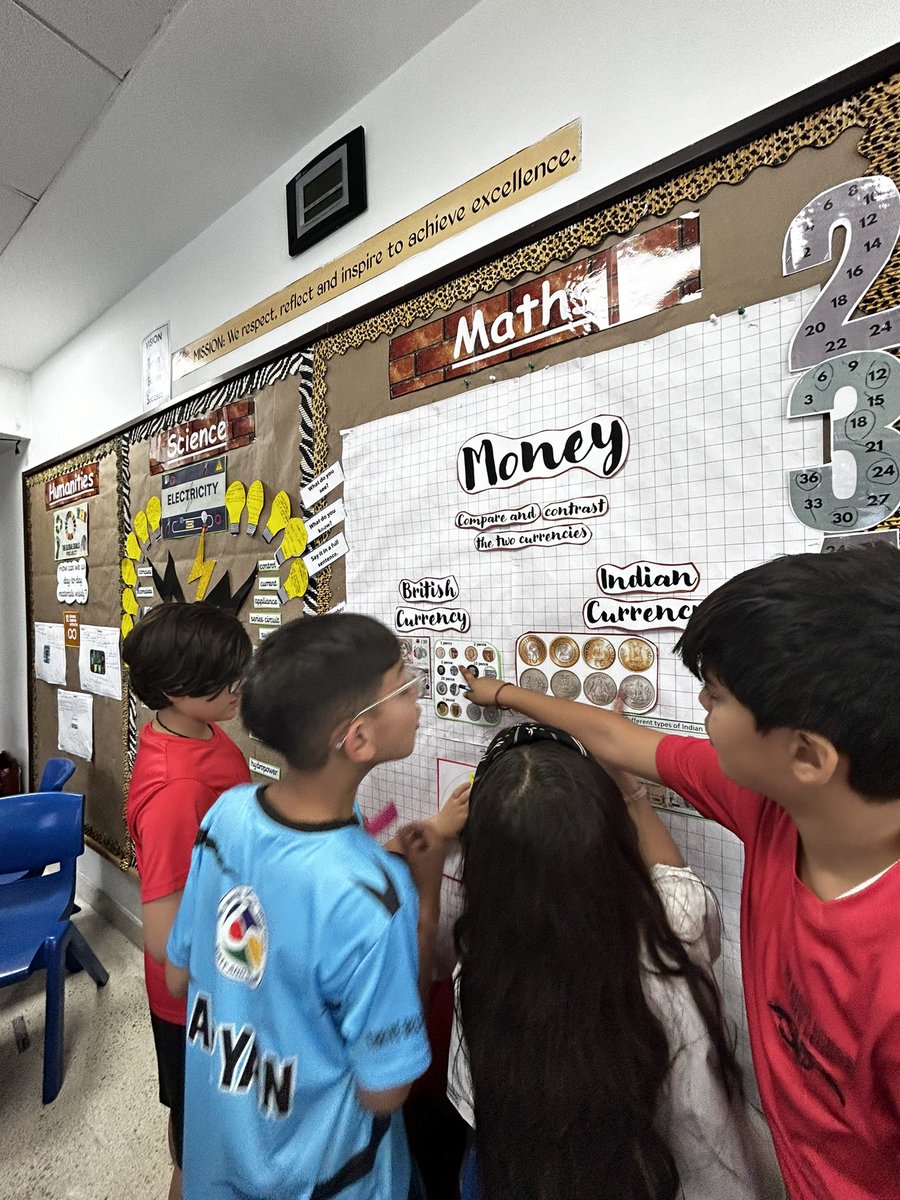 Yamini_2401's tweet photo. Blending math curriculum with celebration of the host country. Students of #Year4, compared and contrasted the British and Indian Currencies as we begin to learn about Money. @TBS_Delhi @NeenaJSharma #Adaptiveteaching @WhiteRoseEd #mathdisplay https://t.co/i5HXldERg4