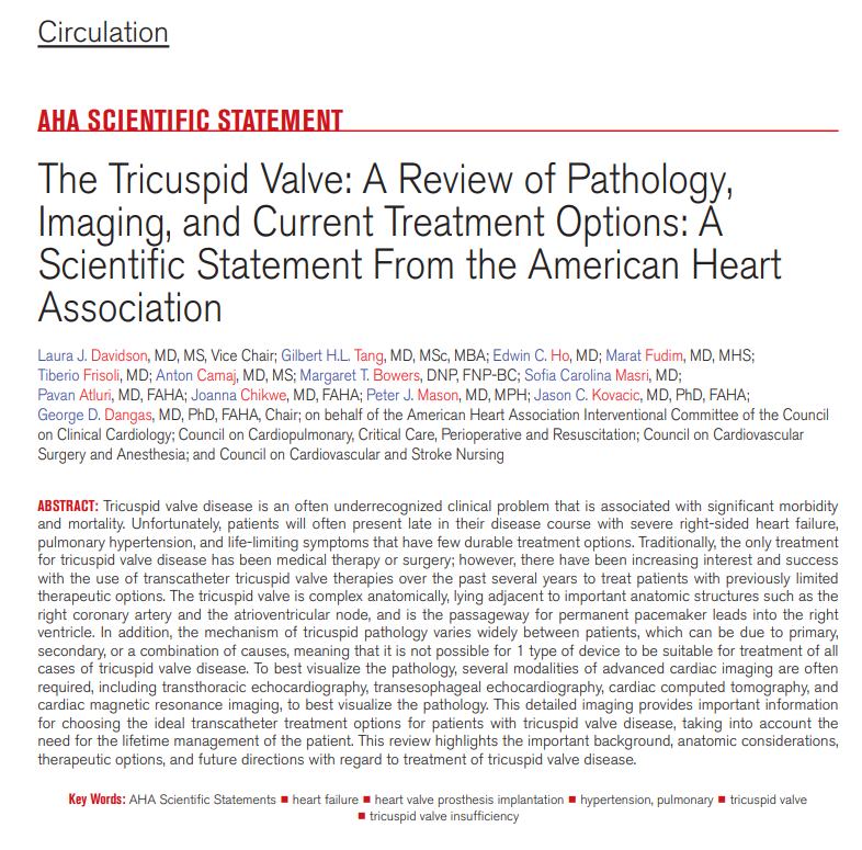 AHA Science (@ahascience) on Twitter photo This paper highlights important background information, anatomical considerations, therapeutic options & future directions regarding tricuspid valve disease.
✍🏽 @GeorgeDangas <a href="/GilbertTangMD/">Dr. Gilbert Tang</a> <a href="/EdwinHoMD/">Edwin Ho</a> <a href="/FudimMarat/">Marat Fudim, MD MHS</a> <a href="/MidgeNP/">Midge B DNP, FAANP, FAAN</a> <a href="/PavanAtluriMD/">Pavan Atluri</a> <a href="/kovacic_jason/">Prof Jason Kovacic</a> <a href="/TiberioFrisoli/">Tiberio Frisoli</a>
📖<a href="/CircAHA/">Circulation</a> This paper highlights important background information, anatomical considerations, therapeutic options & future directions regarding tricuspid valve disease.
✍🏽 @GeorgeDangas <a href="/GilbertTangMD/">Dr. Gilbert Tang</a> <a href="/EdwinHoMD/">Edwin Ho</a> <a href="/FudimMarat/">Marat Fudim, MD MHS</a> <a href="/MidgeNP/">Midge B DNP, FAANP, FAAN</a> <a href="/PavanAtluriMD/">Pavan Atluri</a> <a href="/kovacic_jason/">Prof Jason Kovacic</a> <a href="/TiberioFrisoli/">Tiberio Frisoli</a>
📖<a href="/CircAHA/">Circulation</a>