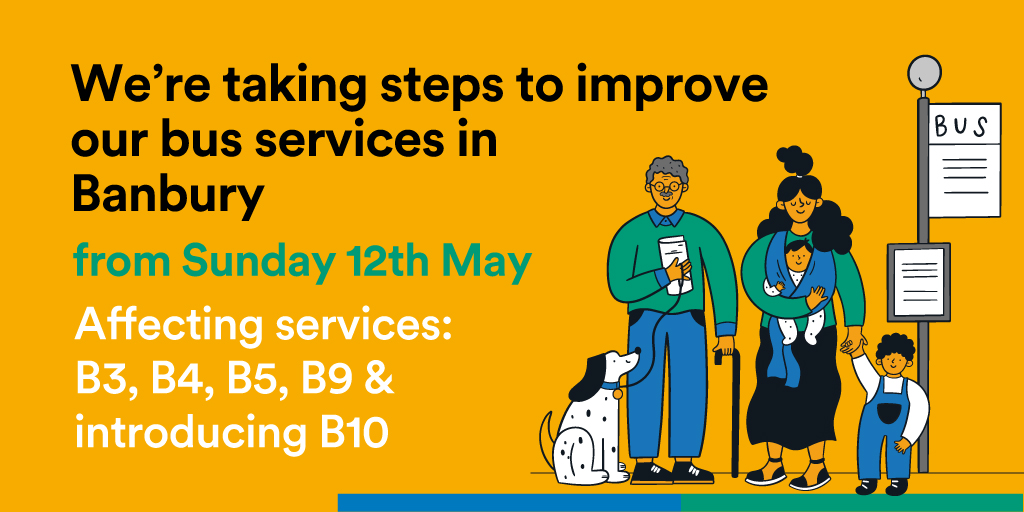We’ve secured extra funding from Oxfordshire County Council to make improvements to our Banbury town network from 12th May. Changes are predominately punctuality adjustments but also include improved connections. Find out more > stge.co/49QZprp