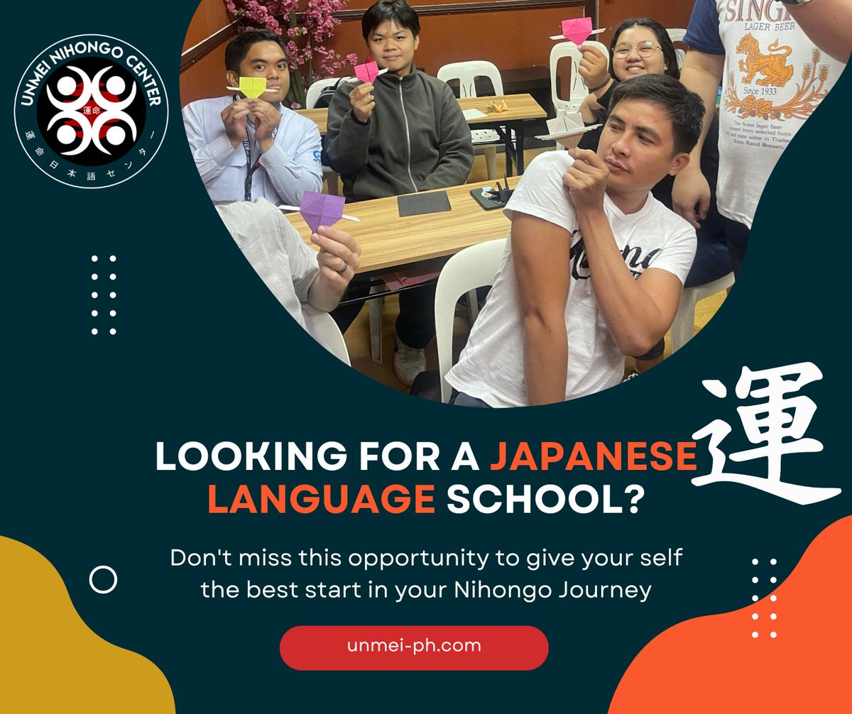 Learn Japanese and open world of opportunities!

Pre enroll: forms.gle/ENPRJ2CFkbM4uz…

#Japan #JapaneseLanguage #Japanese #LearnJapanese #Nihongo #JapaneseLanguageSchool #JapaneseCulture #studyjapanese #UnmeiNihongoCenter